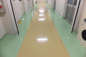 写真：製薬工場内通路の塗床工事